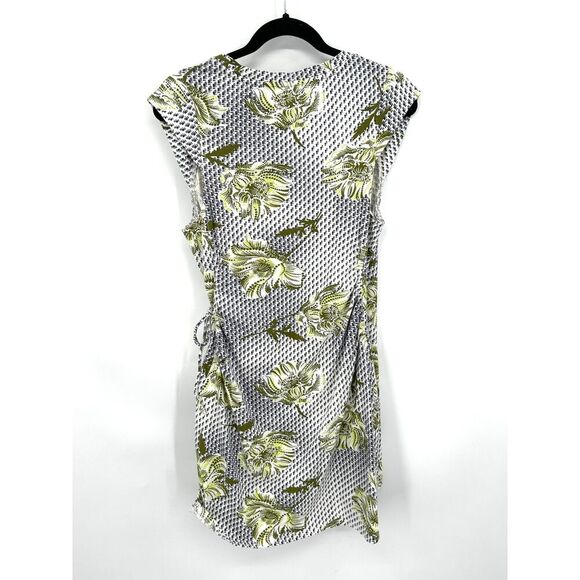 NWT ANTHROPOLOGIE Daily Practice Blue Green Floral Wrap Mini Dress Small Petite - Picture 4 of 10